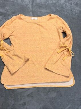 Max Studio Yellow Tie-Sleeve Knit Sweatshirt